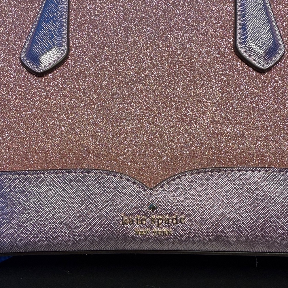 KATE SPADE ♠️ LOLA ROSE PINK GLITTER SHIMMER SPARKLE SATCHEL / HANDBAG / TOTE - Picture 3 of 17